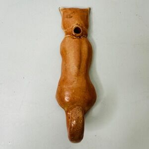 Vintage Handmade Ceramic Ginger Cat Wall Hook Rustic Pottery Orange Tabby Decor